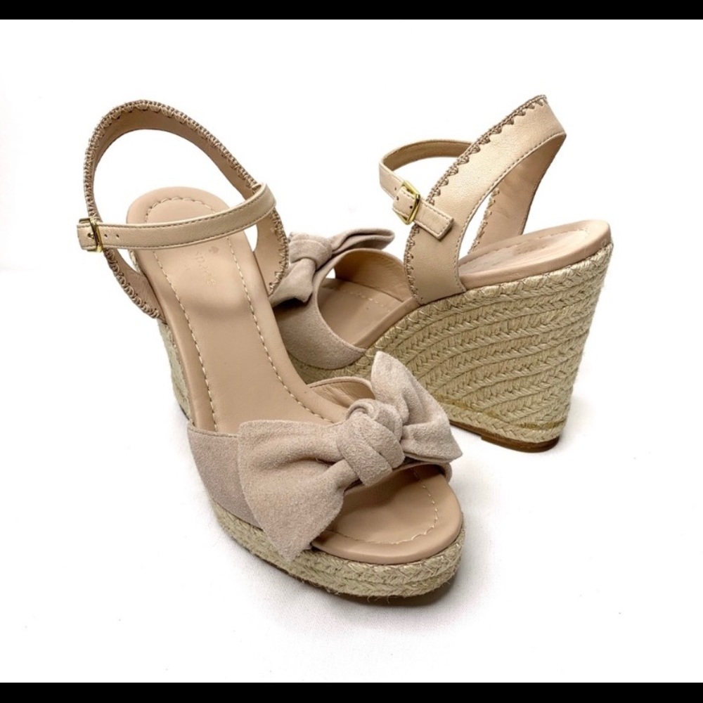 KATE SPADE Blush Pink Suede Bow Espadrille Wedges